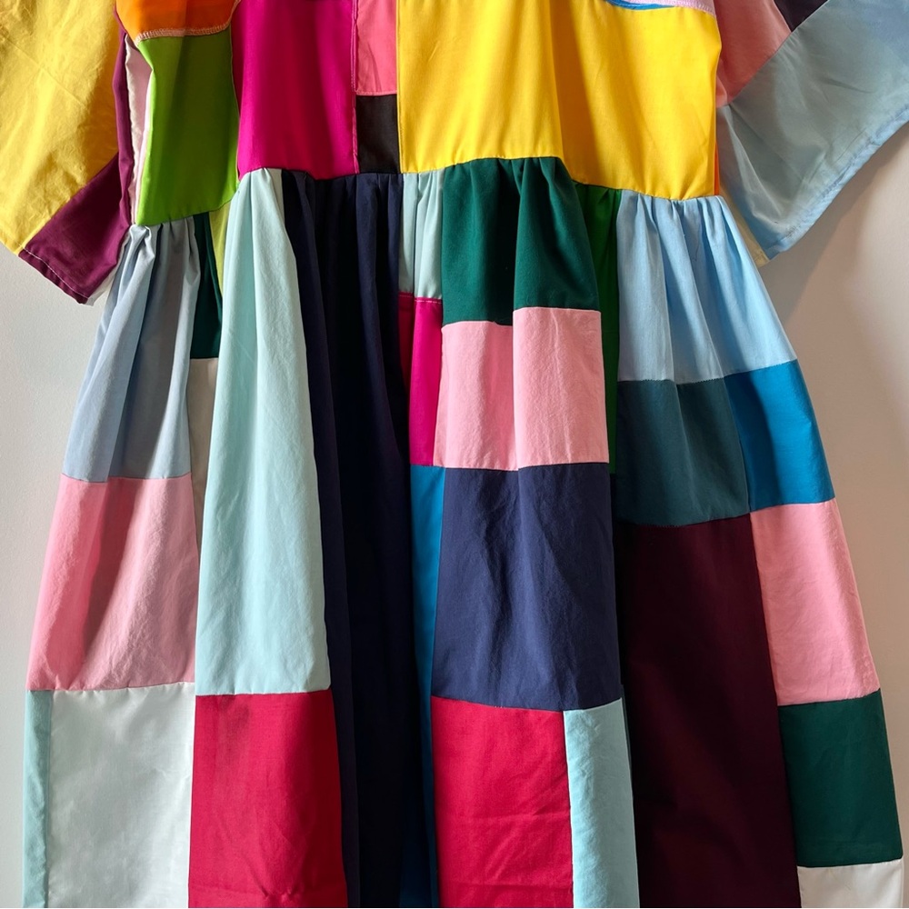 Handmade Quilted Patchwork Colorblock Dress SKU 02263 - Picture 5 of 16